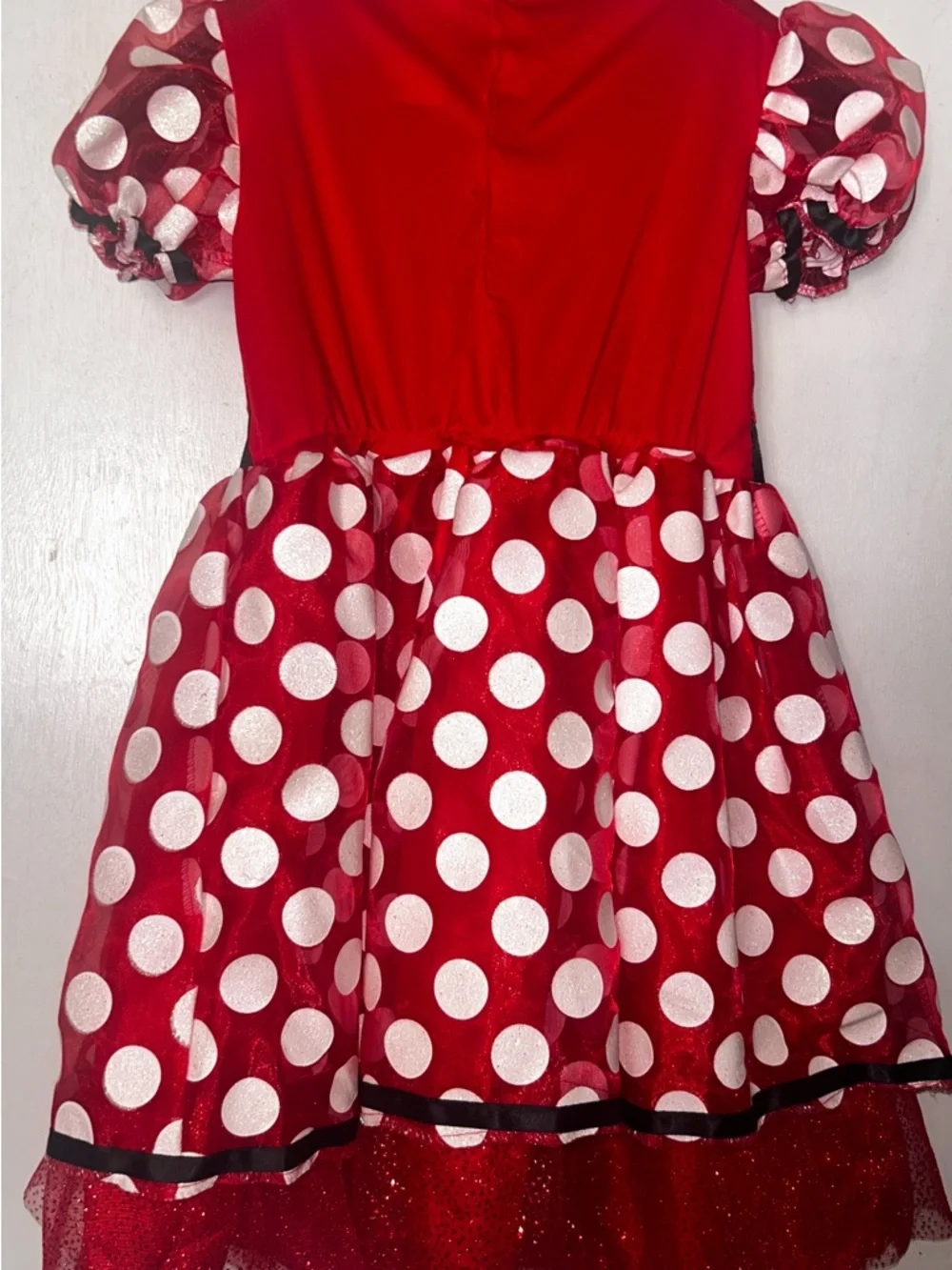 Disney Red and White Polka Dot Minnie Mouse Dress Costume with Ears - Picture 2 of 4